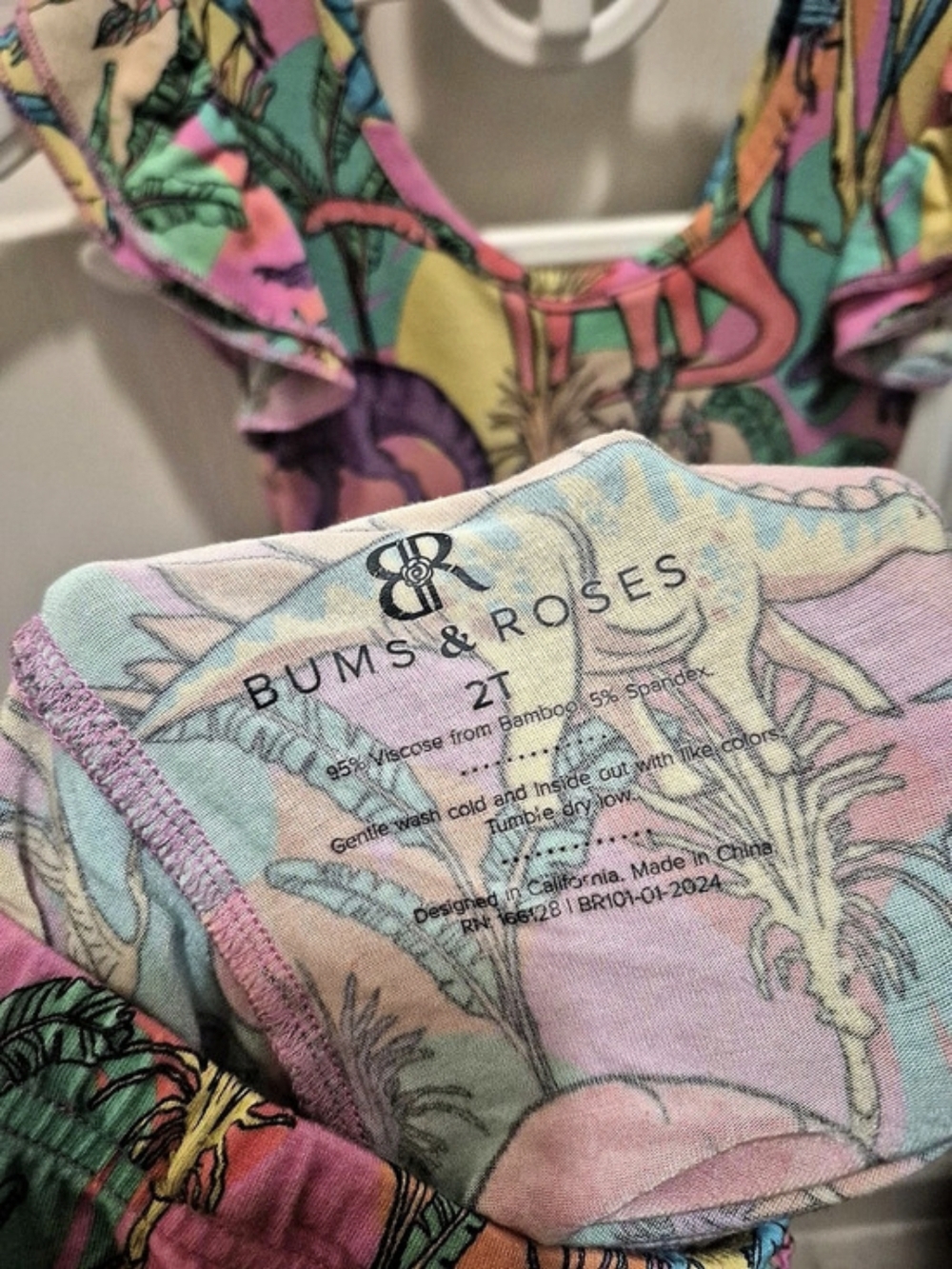 Dinosaur Dress Bums & Roses 2T - Picture 4 of 5